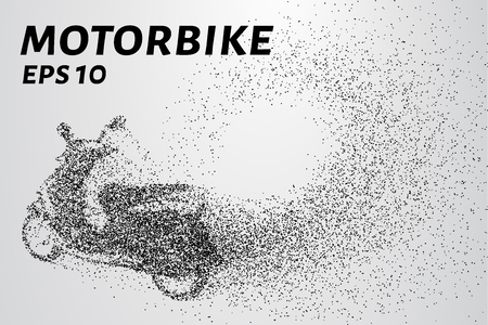 The motorbike of the particles. The motorbike breaks down into small circles and dots.のイラスト素材