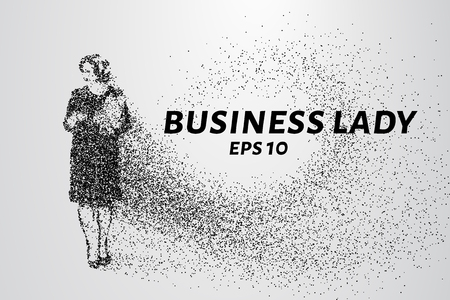 Business woman. Silhouette of particles. Vector illustration of business lady dots and circles.のイラスト素材
