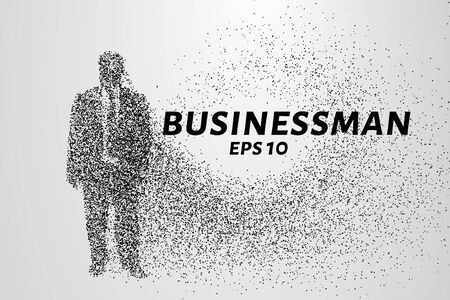 Businessman consists of particles. Silhouette of business people consists of dots and circles. Vector illustration.のイラスト素材
