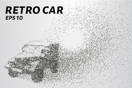 Retro car of the particles. Old car consists of circles and points. Vector illustration.のイラスト素材