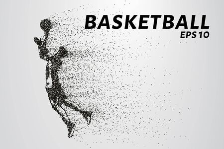 Basketball of the particles. A silhouette of a basketball player consists of circles and points. Vector illustration.のイラスト素材