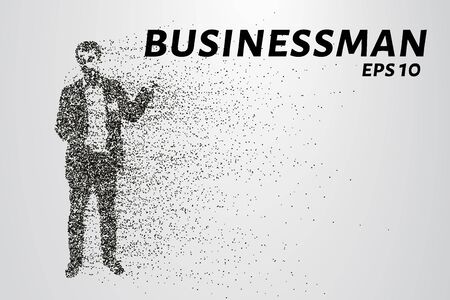 Businessman of the particles. Silhouette of a businessman consists of circles and points. Vector illustration.のイラスト素材