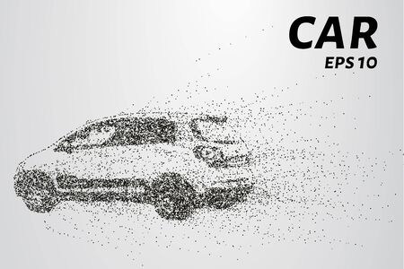 Car from the particles. The silhouette of the car consists of circles and points. Vector illustration.のイラスト素材