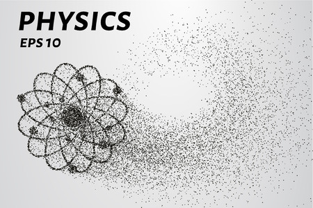 Atom of the particles. The atom and the electrons consists of circles and points.のイラスト素材