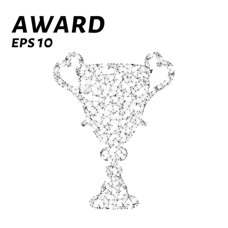 The award consists of points, lines and triangles. The polygon shape in the form of a silhouette awards on a dark background. Vector illustrationのイラスト素材