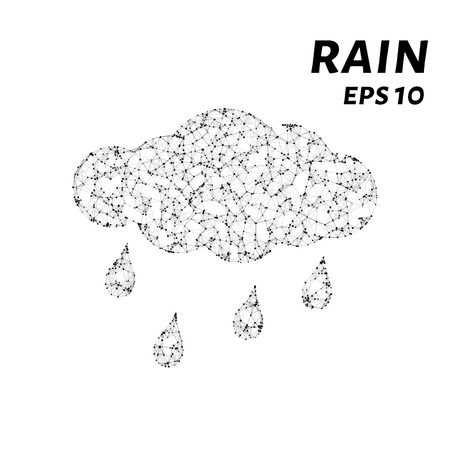 The cloud is composed of points, lines and triangles. The polygon shape in the form of a silhouette of rain on white background. Vector illustrationのイラスト素材
