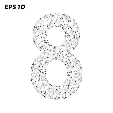 The letter 8 consists of points, lines and triangles. Vector illustrationのイラスト素材