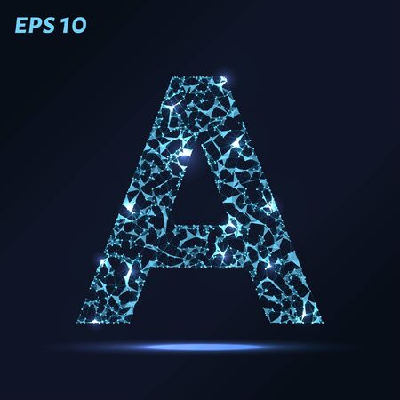 The letter A consists of points, lines and triangles. Vector illustrationのイラスト素材
