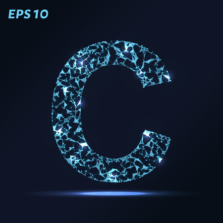 The letter C consists of points, lines and triangles. Vector illustrationのイラスト素材