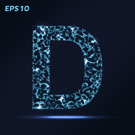 The letter D consists of points, lines and triangles. Vector illustrationのイラスト素材