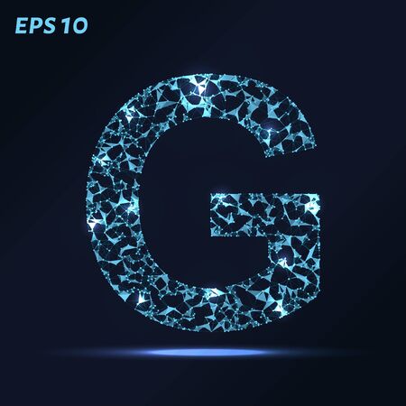 The letter G consists of points, lines and triangles. Vector illustrationのイラスト素材