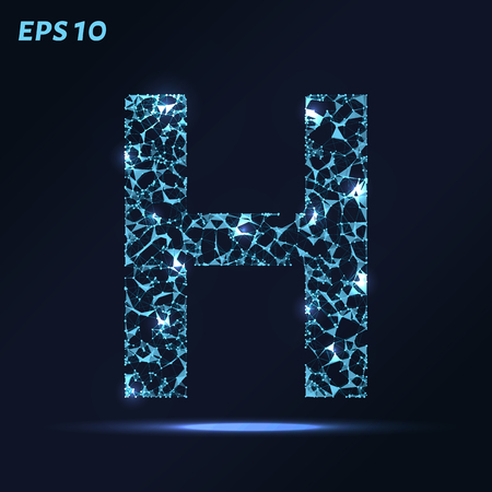 The letter H consists of points, lines and triangles. Vector illustrationのイラスト素材