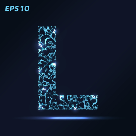 The letter L consists of points, lines and triangles. Vector illustrationのイラスト素材