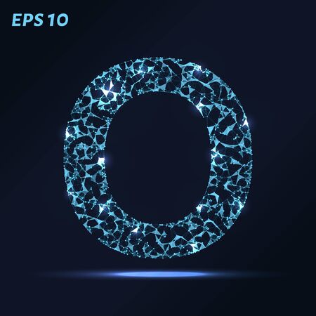 The letter O consists of points, lines and triangles. Vector illustrationのイラスト素材