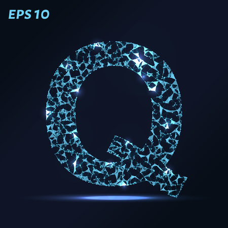 The letter Q consists of points, lines and triangles. Vector illustrationのイラスト素材