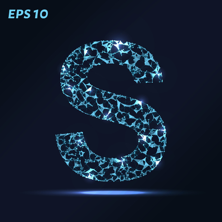 The letter S consists of points, lines and triangles. Vector illustrationのイラスト素材