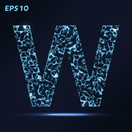 The letter W consists of points, lines and triangles. Vector illustrationのイラスト素材