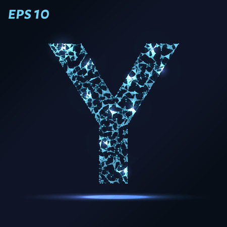 The letter Y consists of points, lines and triangles. Vector illustrationのイラスト素材
