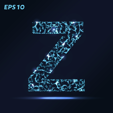 The letter Z consists of points, lines and triangles. Vector illustrationのイラスト素材