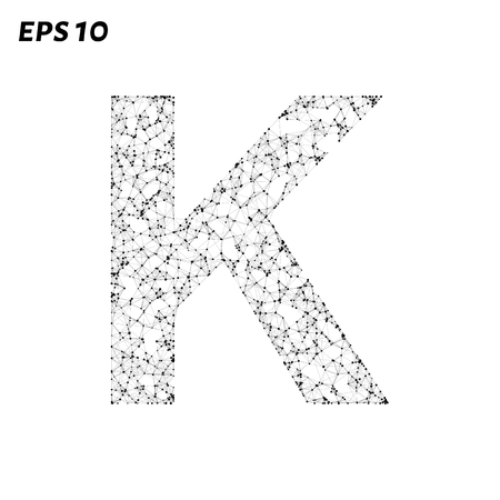The letter K consists of points, lines and triangles. Vector illustrationのイラスト素材