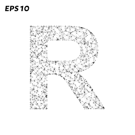 The letter R consists of points, lines and triangles. Vector illustrationのイラスト素材