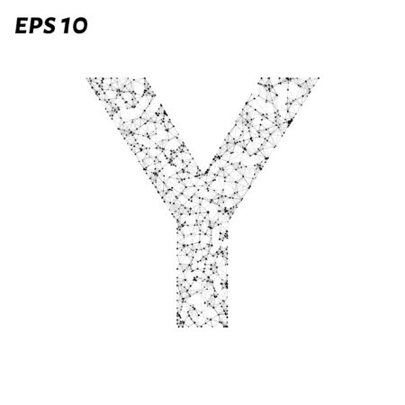 The letter Y consists of points, lines and triangles. Vector illustrationのイラスト素材