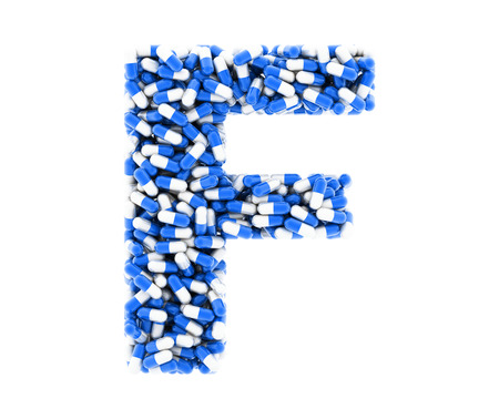 Letter F, alphabet of medicine pills. 3D renderの写真素材