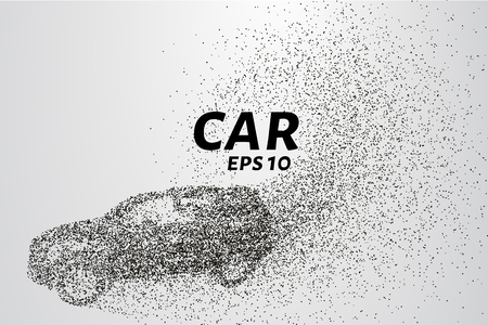 Car from the particles. The car consists of small circles and dots. Vector illustrationのイラスト素材
