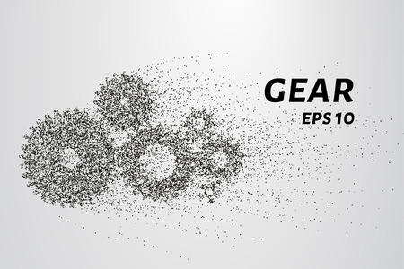 The mechanism of the particles. The gear consists of circles and points. Vector illustrationのイラスト素材