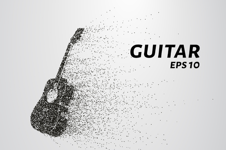 Guitar of the particles. Silhouette of a guitar consists of circles and points. Vector illustrationのイラスト素材