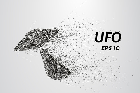 UFO from the particles. UFO is made of circles and dots. Vector illustrationのイラスト素材