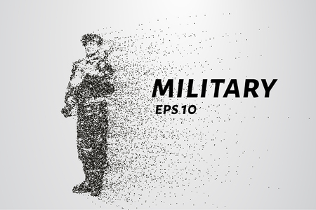 Soldiers of the particles. The warrior consists of circles and points. Vector illustrationのイラスト素材