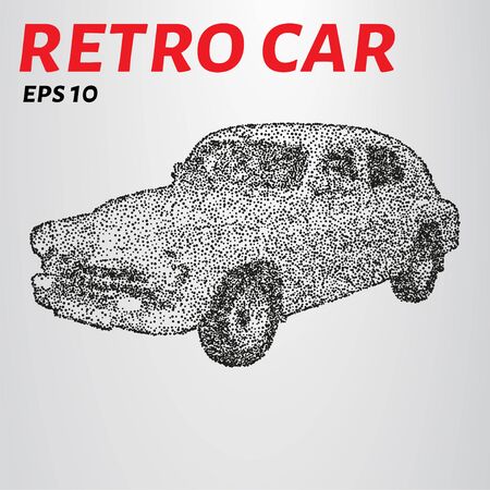 Car from points. Vector drawing of a car consists of circlesのイラスト素材