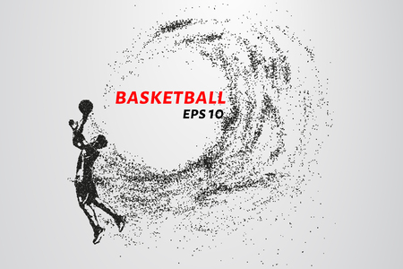 Basketball of the particles. Basketball player silhouette consists of circles and points. Vector illustrationのイラスト素材