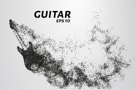 Electric guitar of the particles. Electric guitar consists of circles and points. Vector illustrationのイラスト素材
