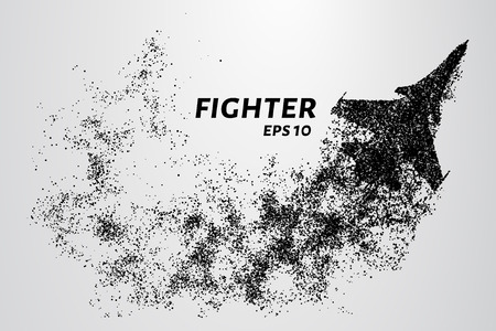 Fighter of the particles. The silhouette of the fighter is of little circles.のイラスト素材