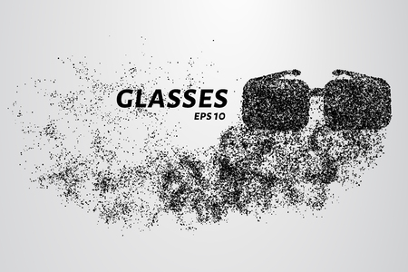 Glasses of the particles. The glasses consists of small circles and dots. Vector illustration.のイラスト素材