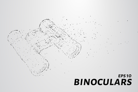The binoculars of the particles. Binoculars consists of small circles and dots. Vector illustration.のイラスト素材