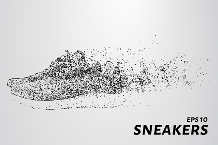 Sneakers of the particles. Sneakers consists of small circles and dots. Vector illustration.のイラスト素材