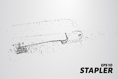 The stapler of the particles. The stapler consists of small circles and dots. Vector illustration.のイラスト素材