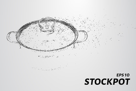Stockpot from particles. The stockpot consists of small circles and dots. Vector illustrationのイラスト素材