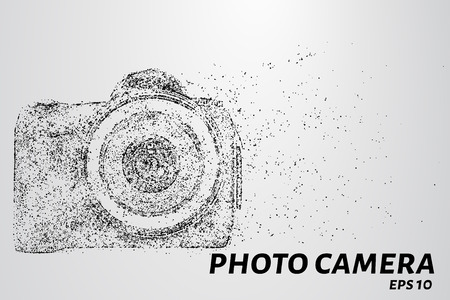 The camera of the particles. Photo camera consists of small circles. Vector illustration.のイラスト素材