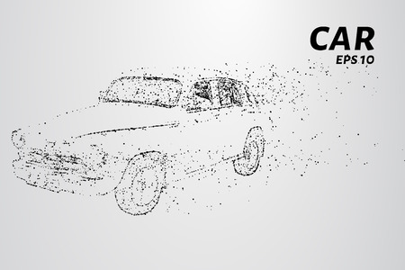 Car from the particles. The silhouette of the car consists of circles and points. Vector illustrationのイラスト素材