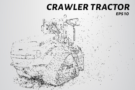 Crawler tractor from the particles. Agricultural machinery breaks down into small molecules. Vector illustration.のイラスト素材