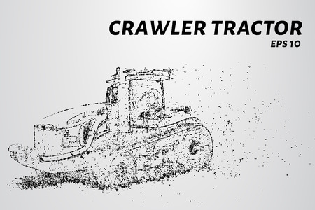 Crawler tractor from the particles. Agricultural machinery breaks down into small molecules. Vector illustration.のイラスト素材
