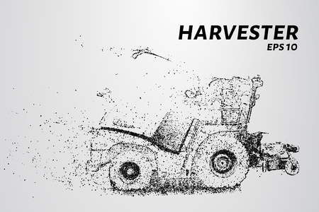 Harvester of particles. The harvester consists of small circles. Combine into smaller molecules. Vector illustration.のイラスト素材