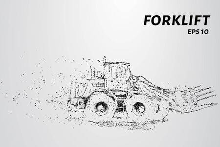 Forklift of particles. Forklift consists of circles and points. Vector illustrationのイラスト素材