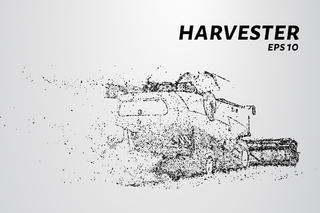 Harvester of particles. The harvester consists of small circles. Combine into smaller molecules. Vector illustration.のイラスト素材