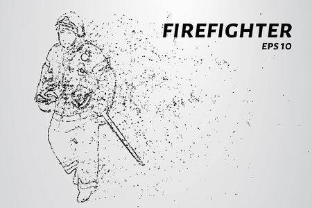 Firefighter of the particles. Firefighter consists of circles and points. Vector illustration.のイラスト素材