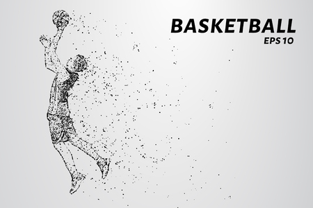 Basketball of the particles. A silhouette of a basketball player consists of circles and points. Vector illustrationのイラスト素材